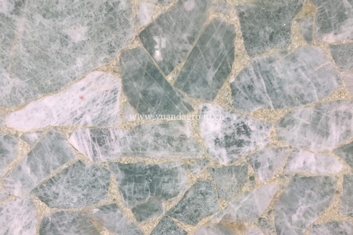 Green crystal semiprecious stone slab