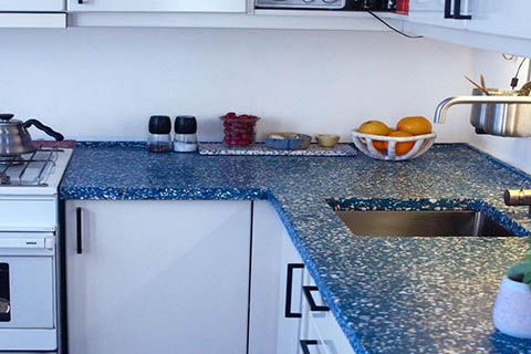 Blue Terrazzo Kitchen Countertop