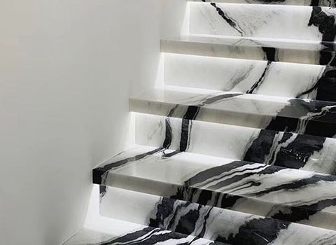 Panda white marble stairs