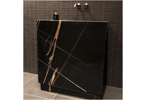 Natural black marble bathroom countertop