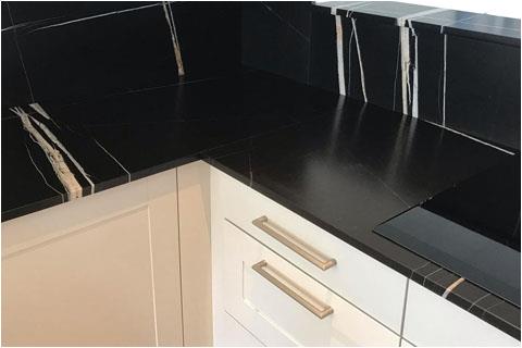 Natural black marble kitchen countertop