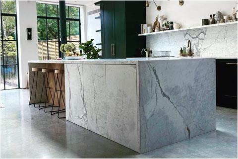 Stauario white marble countertop