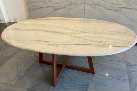 Natural White with Gold Veins Quartzite Table