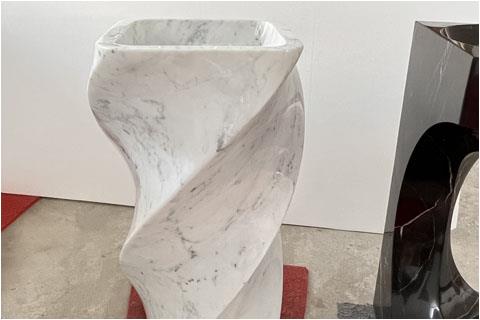 Stauario white marble pedestal basin hand washing