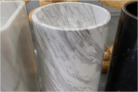 Jazz white pedestal basin hand washing stone marble