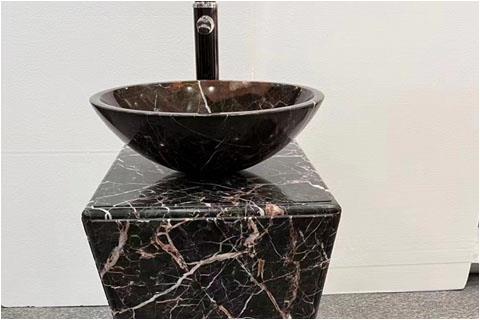 Black gold marble pedestal basin hand washing stone marble