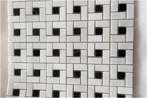 Black and White Square Marble Mosaic Tile