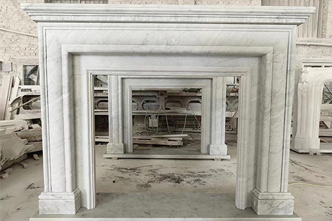 Splicing White Carrara Marble Fireplace Mantel