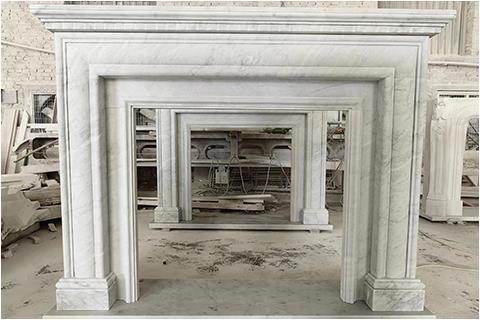 Splicing White Carrara Marble Fireplace Mantel