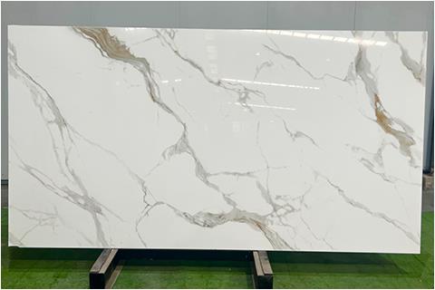 Artificial Polish Calacatta Gold Nano Glass Stone Slab