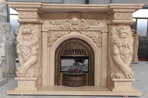 Design Hand Carved Marble Fireplace Mantel