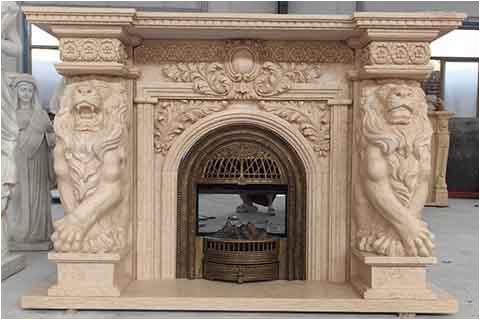 Design Hand Carved Marble Fireplace Mantel