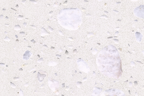 White Terrazzo Tile with Irregular White Stone Accents