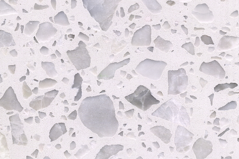 White Marble Terrazzo Tile with Stone Accents