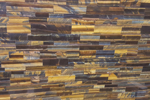 Yellow tiger eye gem stone slab